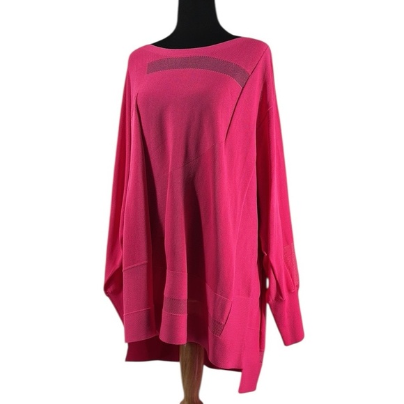 Joseph Ribkoff tunic Rasberry Pink Knitted Sheer Top light weight classy sz xl - Picture 3 of 13